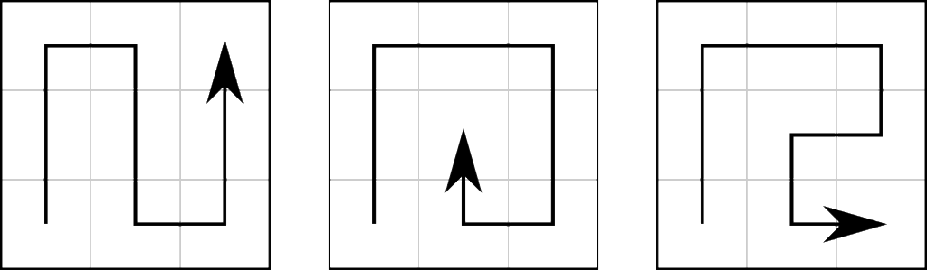 Paths through a 3x3 square