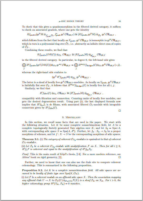 A page from the preprint of Scholze's paper on the arXiv