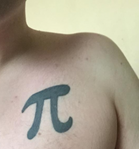 Aperiodipal David Cushing got this enormous π tattoo just aboe his moob. Yuck!