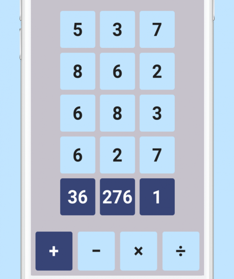 Screenshot of Number Drop game, showing a difficult puzzle