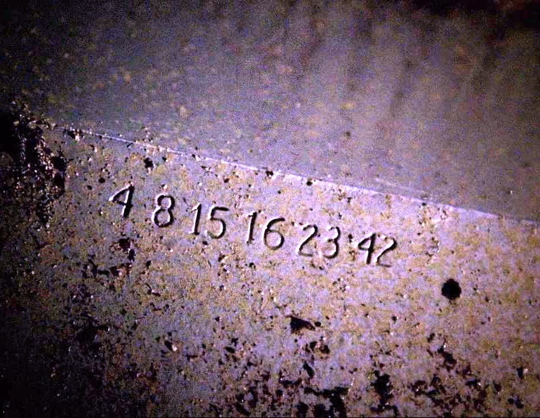 The Lost Numbers (4, 8, 15, 16, 23, 42) printed on the entrance to The Hatch (image from lostpedia.wikia.com)