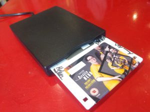 Floppy disk shown in USB floppy drive