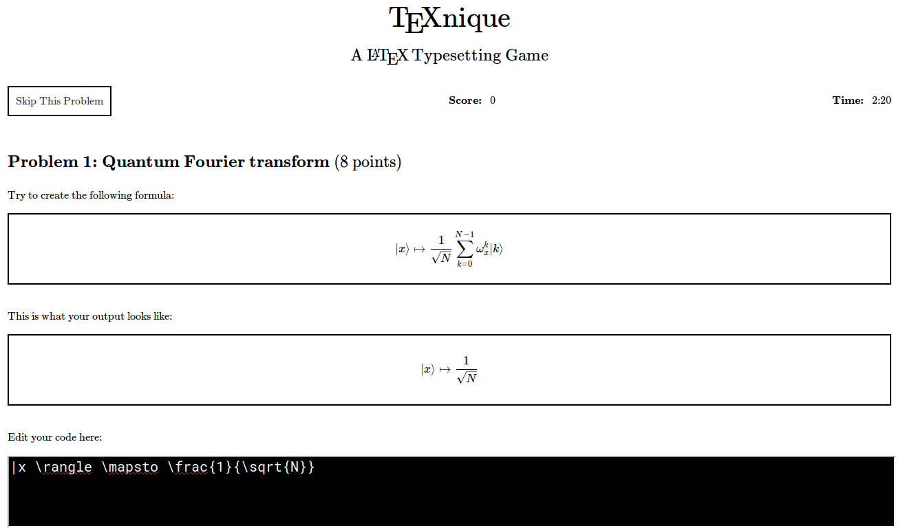 TeXnique: a LaTeX typesetting game