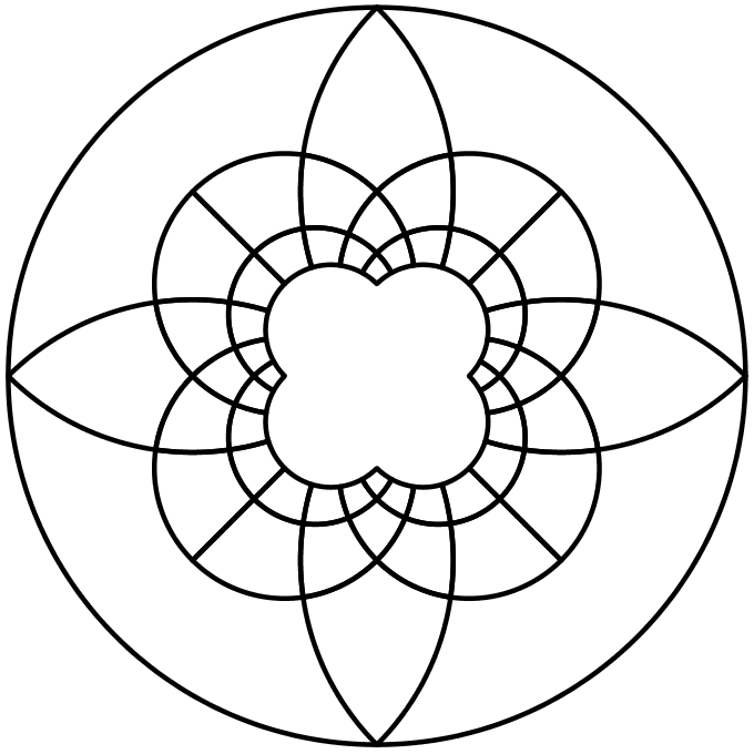 Simplified circle from centre of tessellated squares design