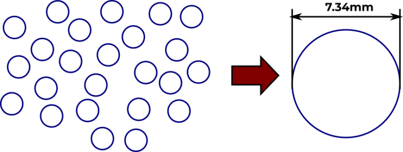 24 circles and a 7.35mm circle to pack them in