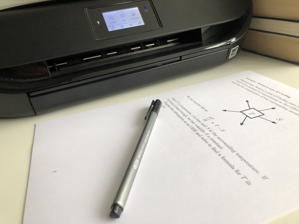 Pen, paper and printer/scanner.