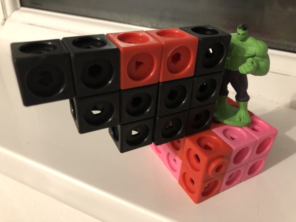 Hulk toy with Mathlink cube gun