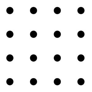 4 by 4 grid of sixteen dots.