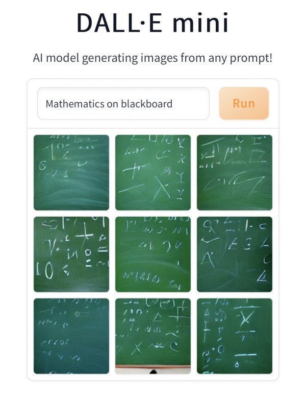 DALLE mini prompt for mathematics on blackboard.