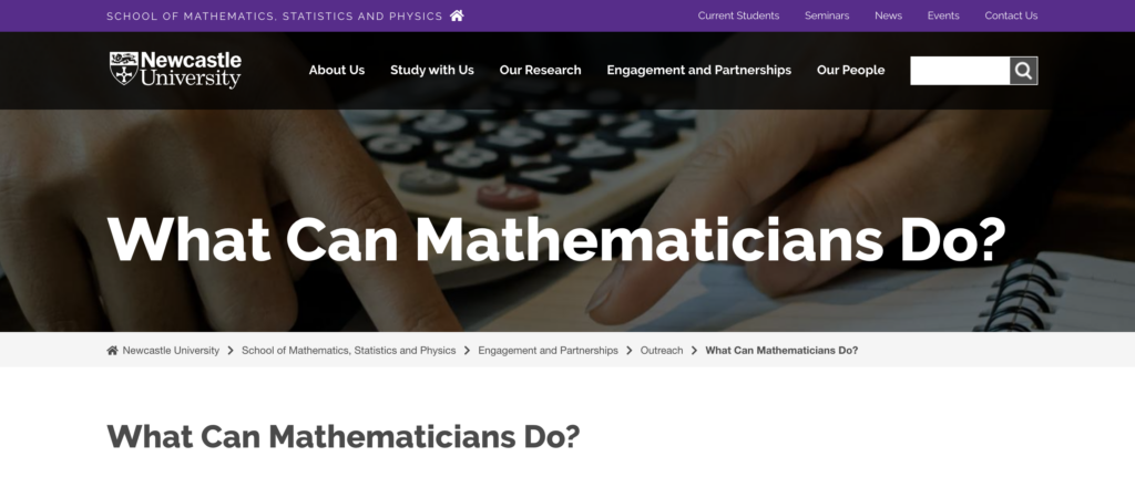 Screenshot of the What Can Mathematicians Do? website