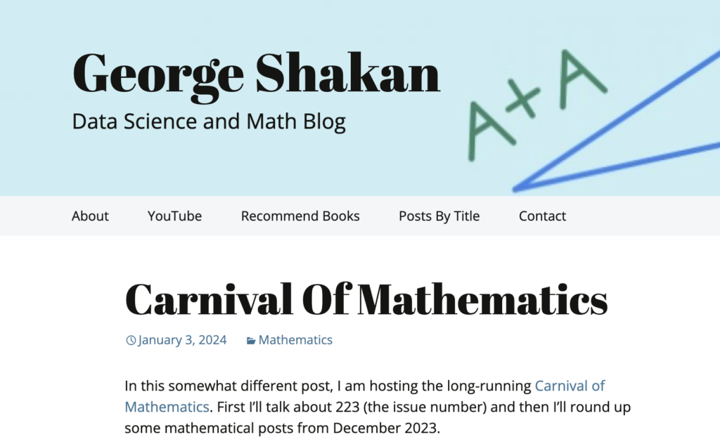 Screenshot of Carnival 223 on George's blog
