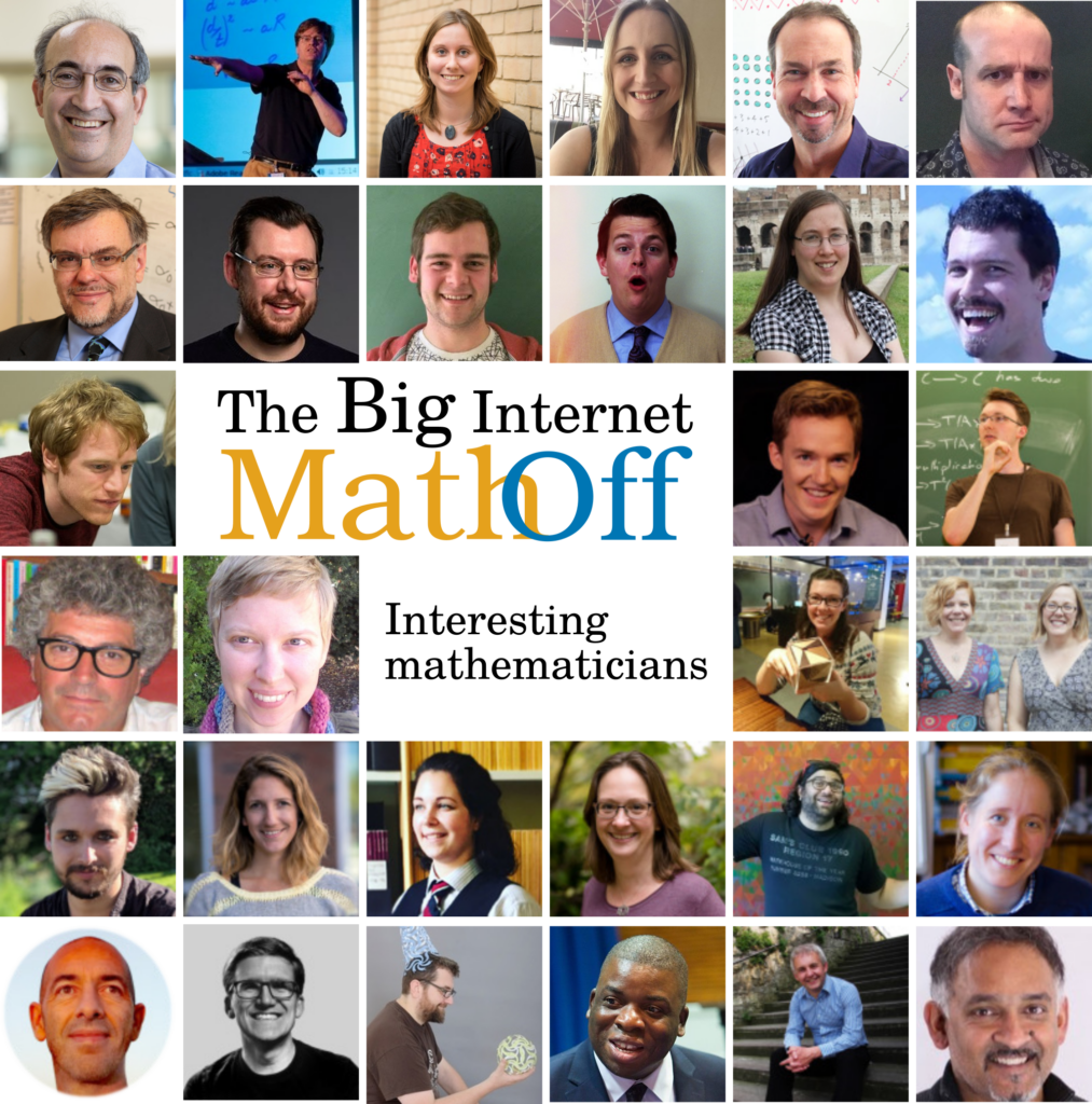 The Big Internet Math-Off: Interesting mathematicians. Collage of pictures of previous participants.