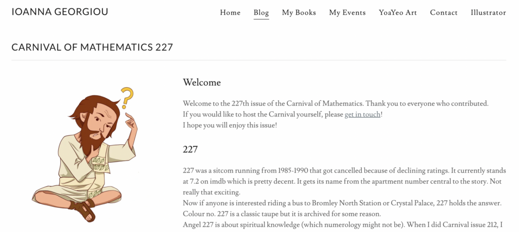 Screenshot of the Carnival post on Ioanna's blog