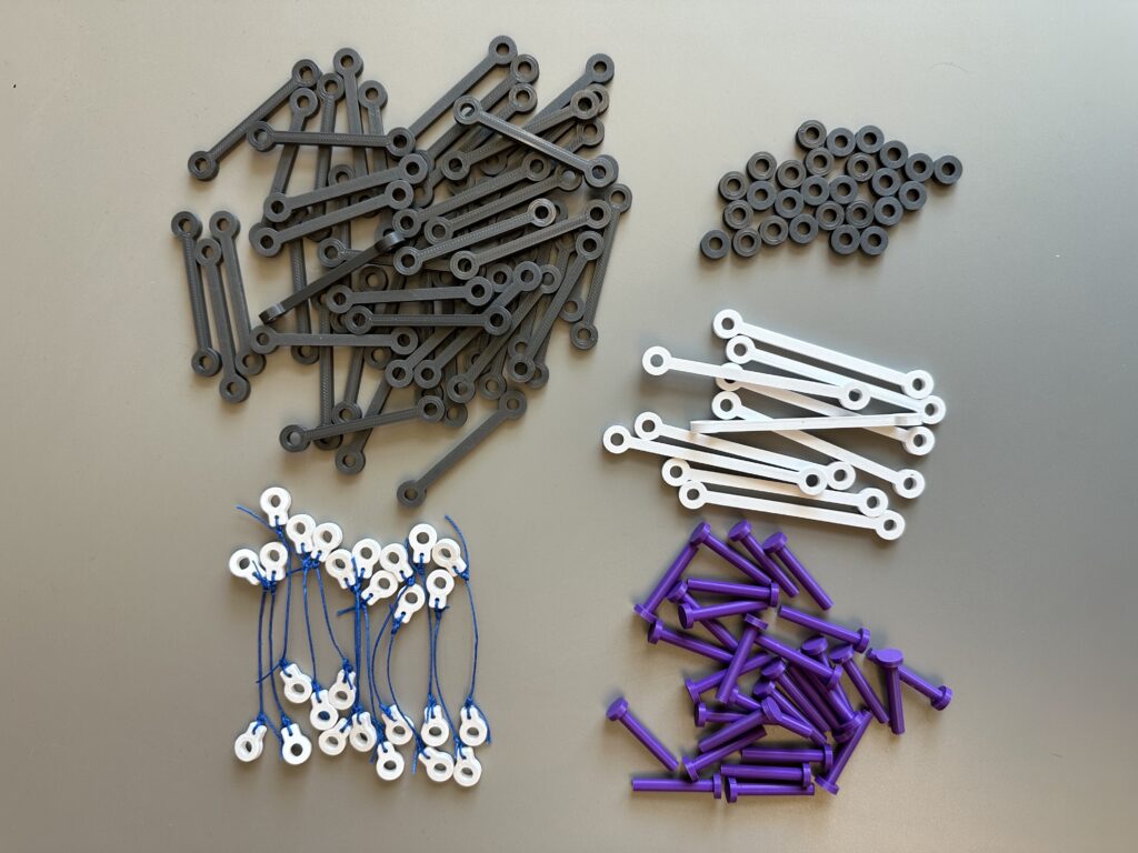 3D-printed rods, pins, and other similar objects.