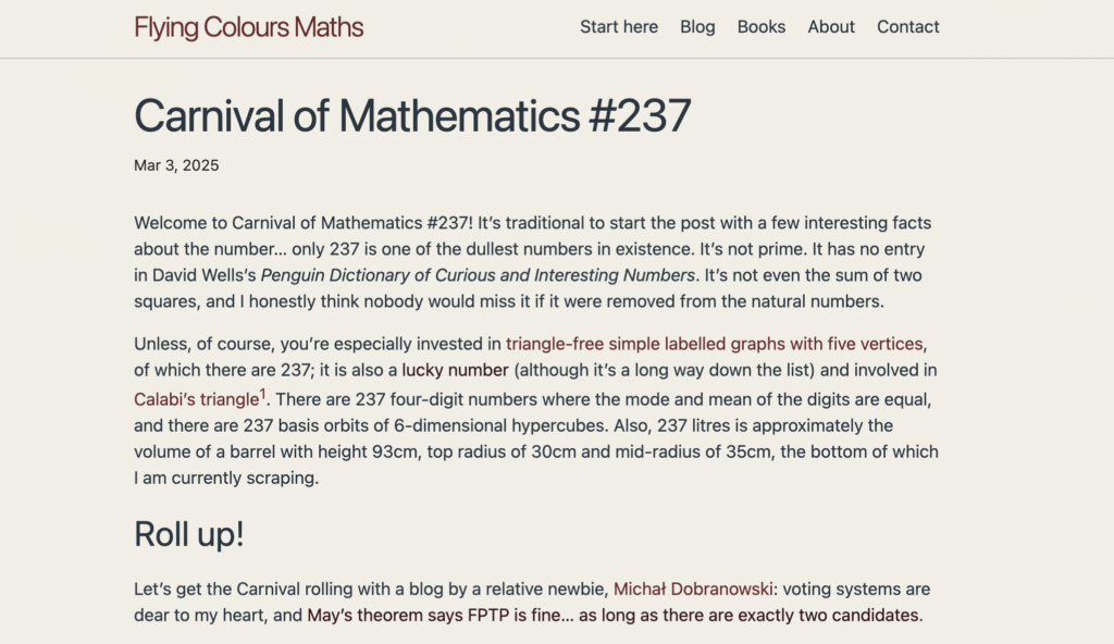 Screenshot of the Carnival on Colin's blog