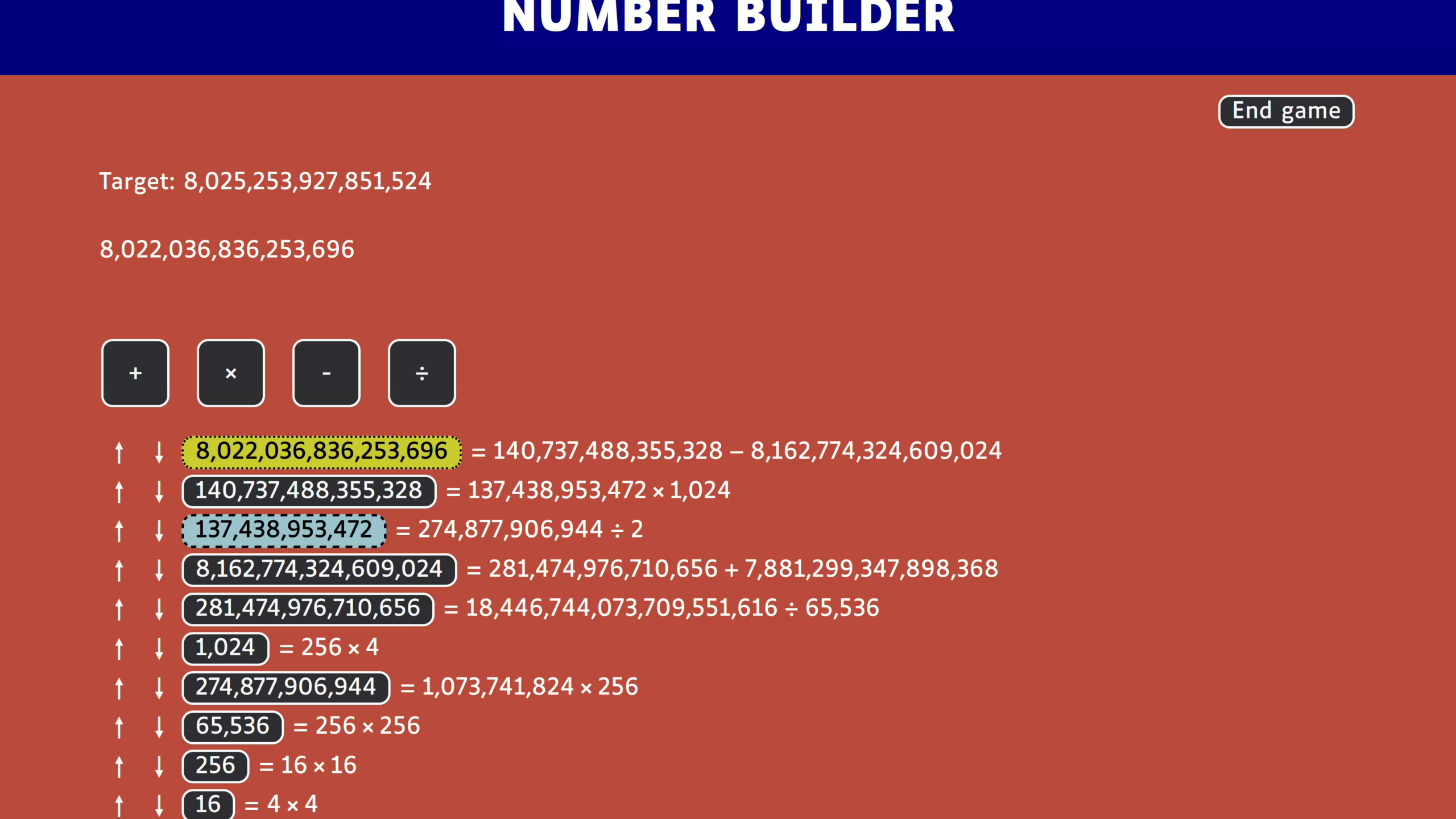 Number Builder: can you build up from 1 to the target? | The Aperiodical